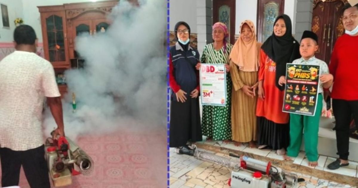 Tim Puskesmas Batang-Batang saat Melakukan Fogging dan PE di Desa Nyabakan Timur untuk menghadiri Penularan Pemyakit DBD. (Foto : Istimewa).