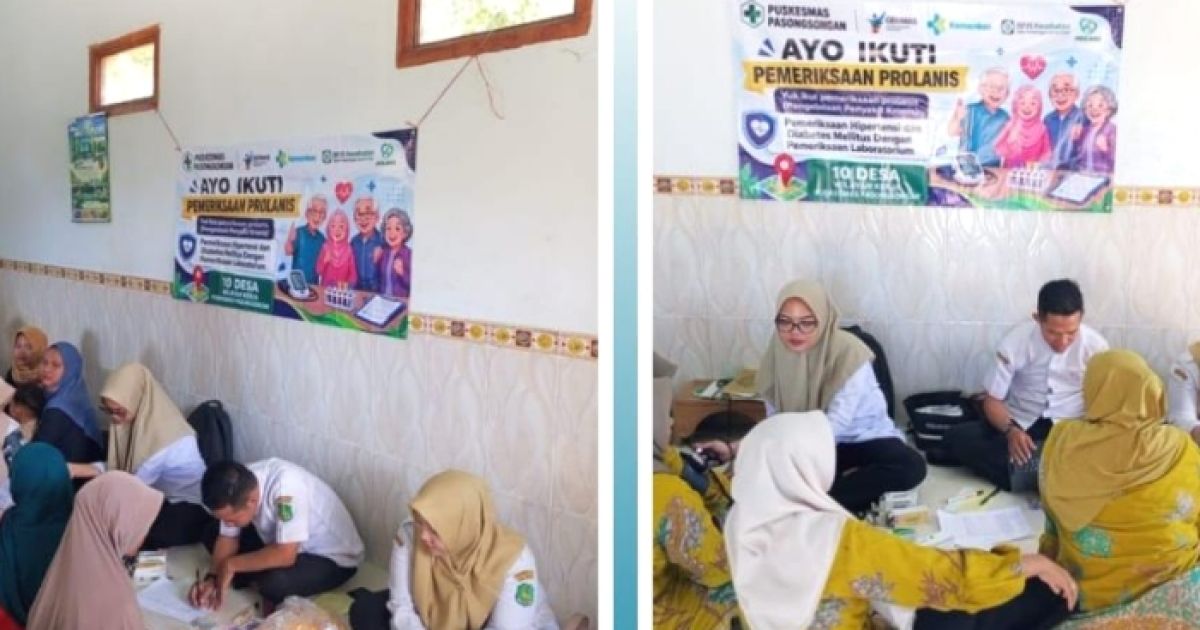 Puakesmas Pasongsongan saat mengunjungi Rumah warga untuk melakukan Pemeriksaan Prolanis di Posyandu ILP Desa Lebeng Barat. (Foto : Istimewa).