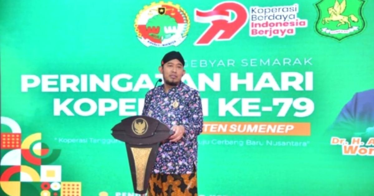 Bupati Sumenep, Achmad Fauzi Wongsojudo Saat Memberikan Sambutan di acara Peringatan Harkopnas ke -79 di Pendopo Agung Sumenep, (Foto : liputan12).