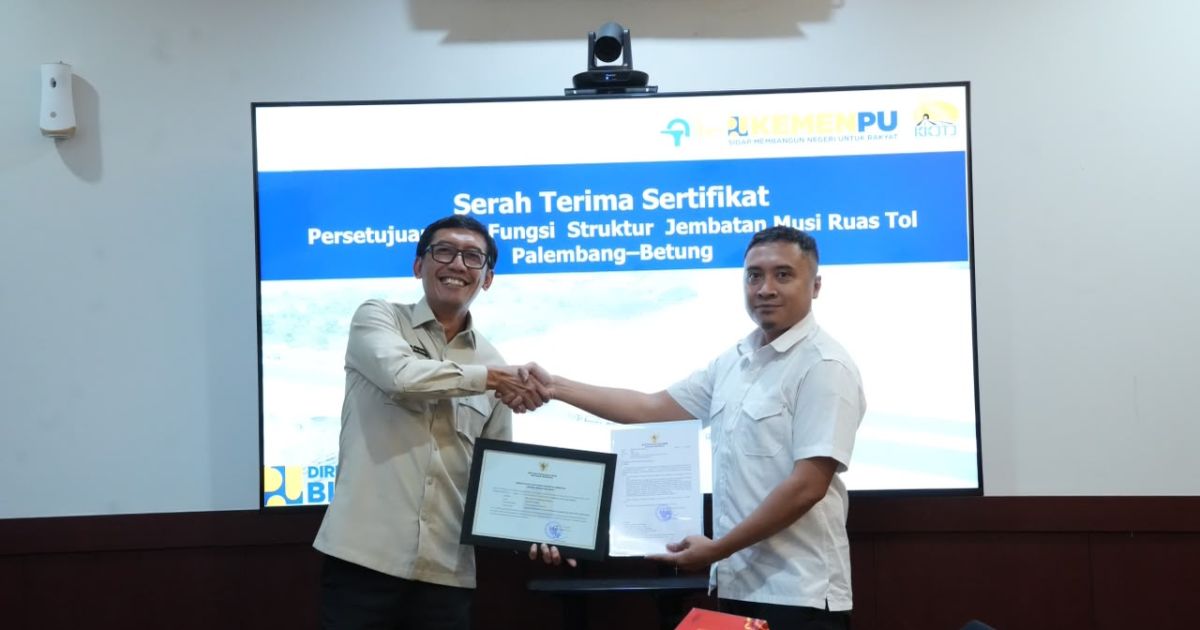 Hutama Karya Resmi Kantongi Sertifikat Persetujuan Laik Fungsi Struktur Jembatan Musi V Tol Palembang-Betung
