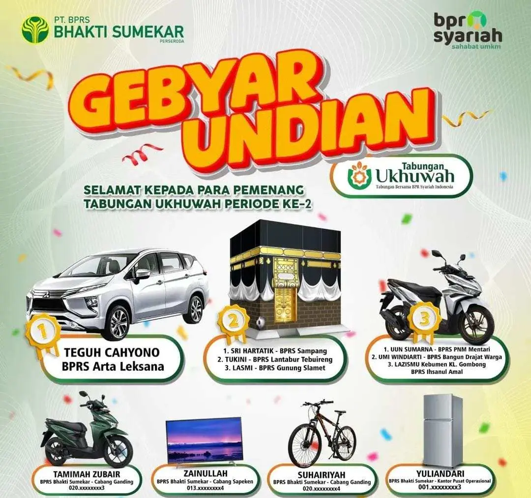 Gebyar Undian Ukhuwah dengan Hadiah Menarik, Dirut Ajak Masyarakat Menabung di BPRS Bhakti Sumekar