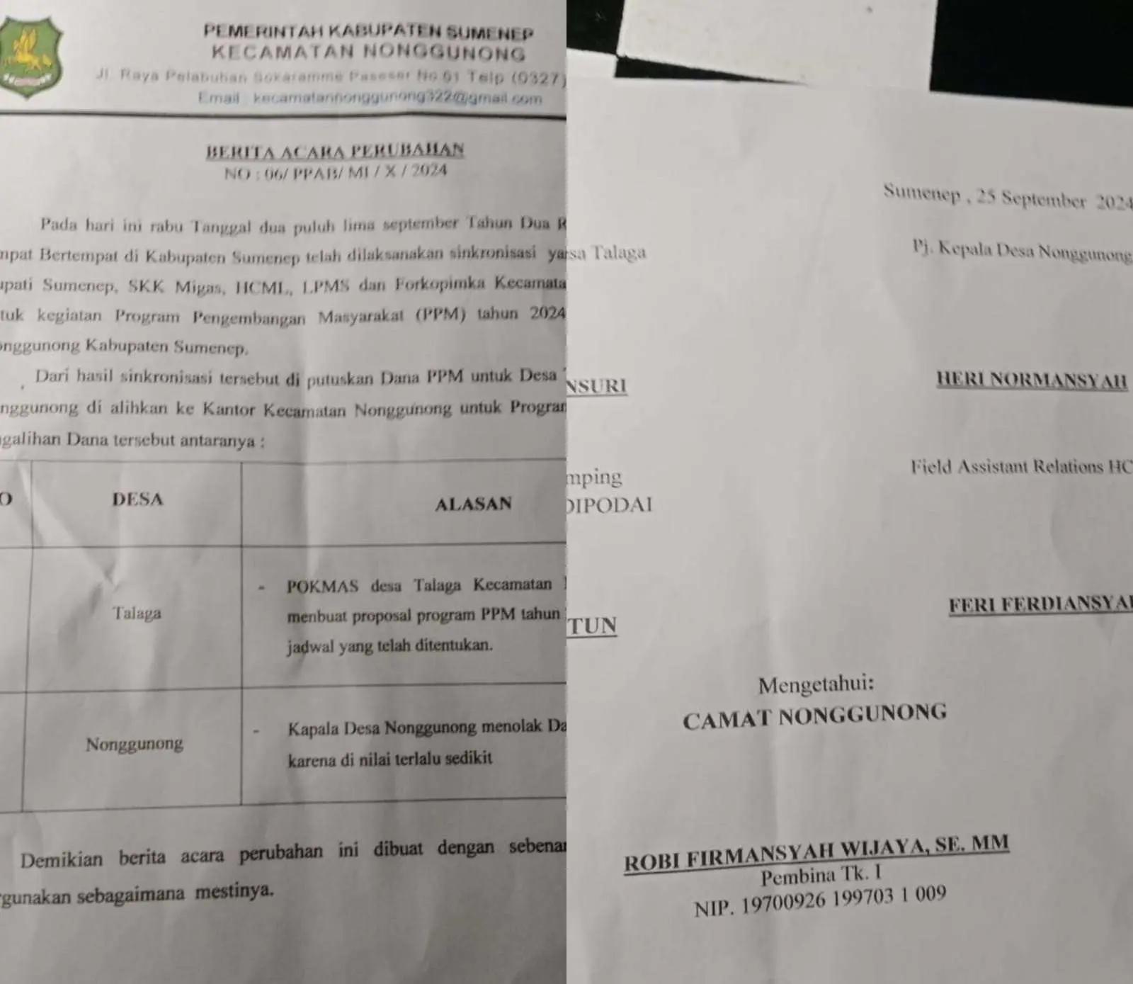 Desa Talaga Tak Pernah Tolak Bantuan CSR HCML Rp20 Juta, Camat Nonggunong Tak Mau Tahu