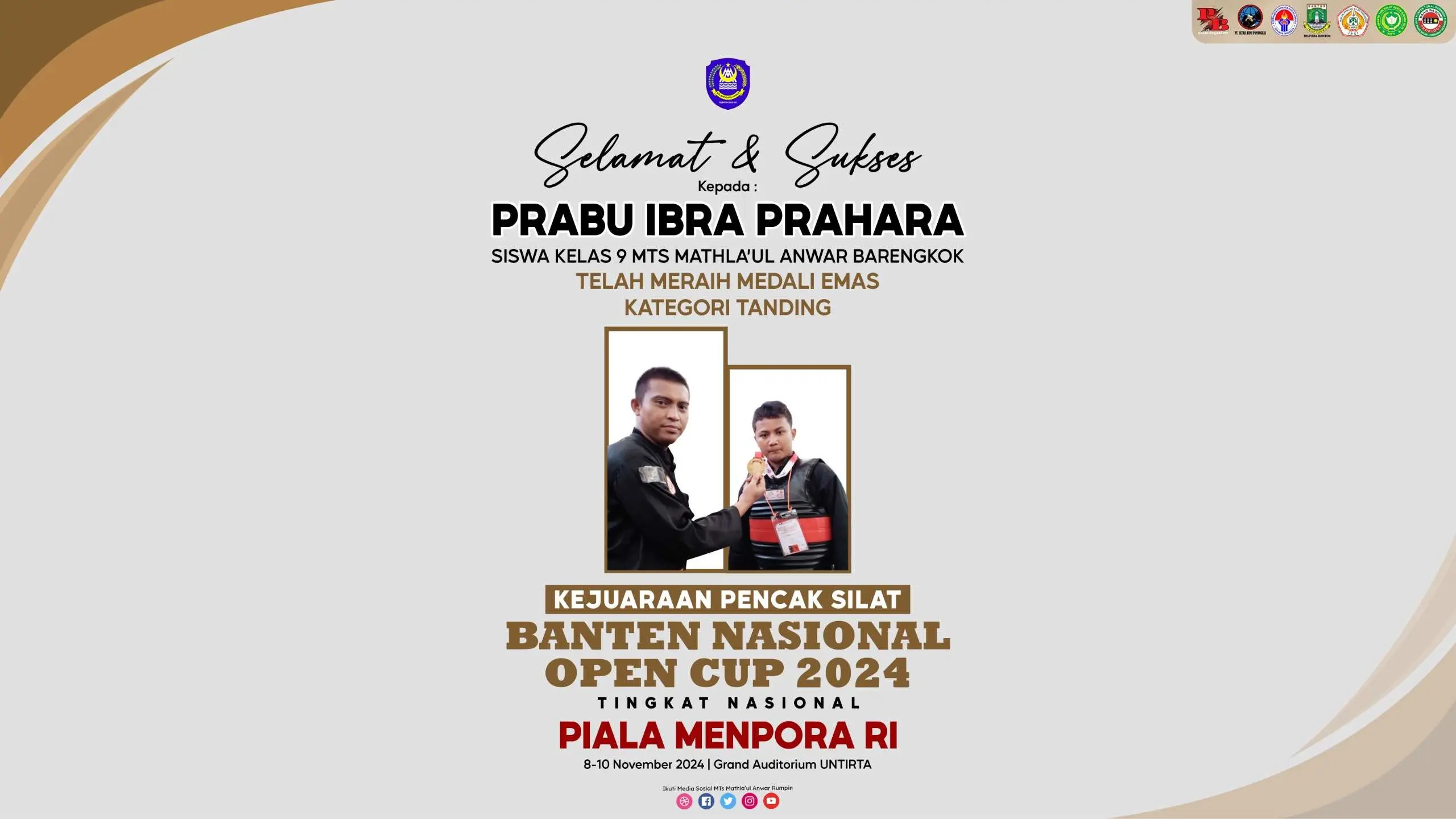 Harumkan Nama Kabupaten Bogor, Dua Pesilat Perguruan MTs Matlaul Anwar Raih Medali Emas di Kejuaraan Pencak Silat Banten Nasional Cup 2024