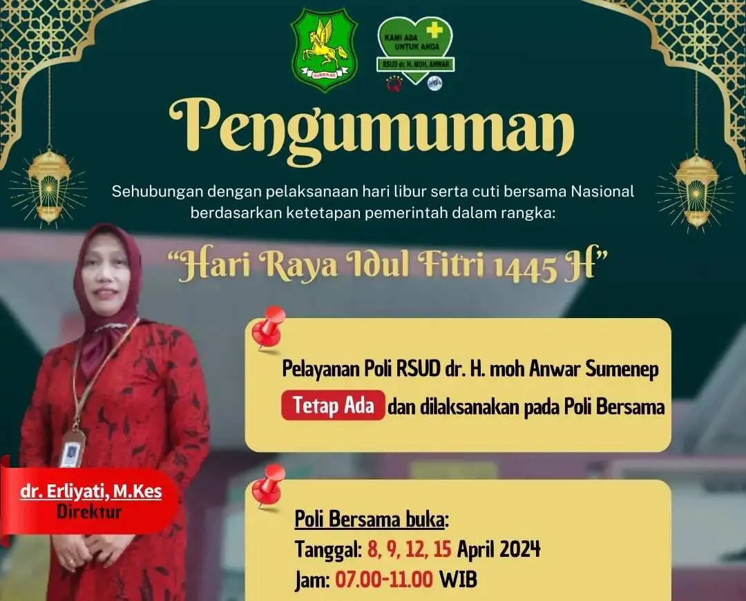 Selama Cuti Idul Fitri 1445 H, RSUD dr. H. Moh. Anwar Sumenep Tetap Buka Pelayanan Poli