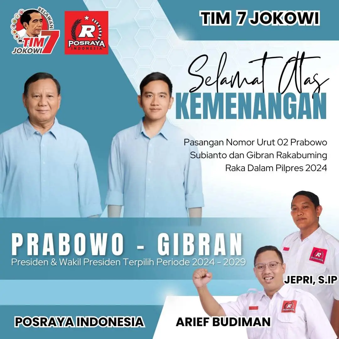 Posraya Indonesia Bogor Tim 7 Jokowi Ucapkan Selamat Atas Kemenangan Prabowo-Gibran