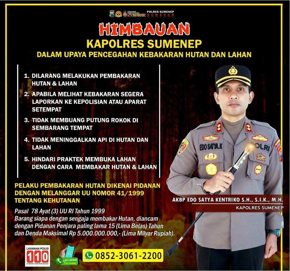 Hindari Tindakan Pemicu Kebakaran, Kapolres Keluarkan Himbauan Untuk Warga Sumenep