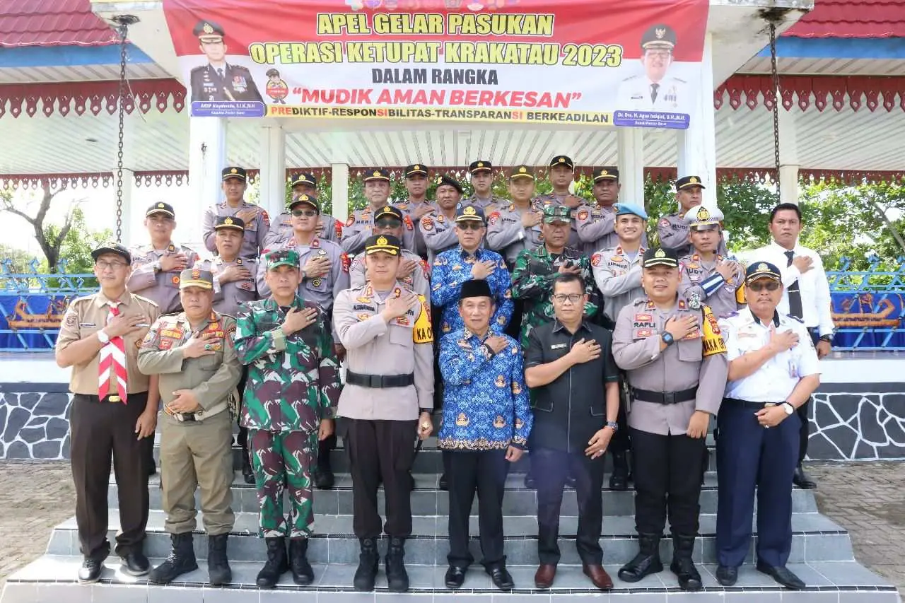 Polres Pesisir Barat Apel Gelar Pasukan Operasi Ketupat Krakatau 2023