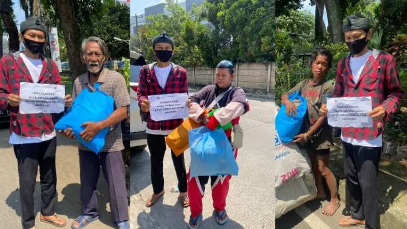 Yayasan Senja Cibinong Berikan Bantuan Paket Sembako kepada Para Gelandangan dan Pengemis Jalanan