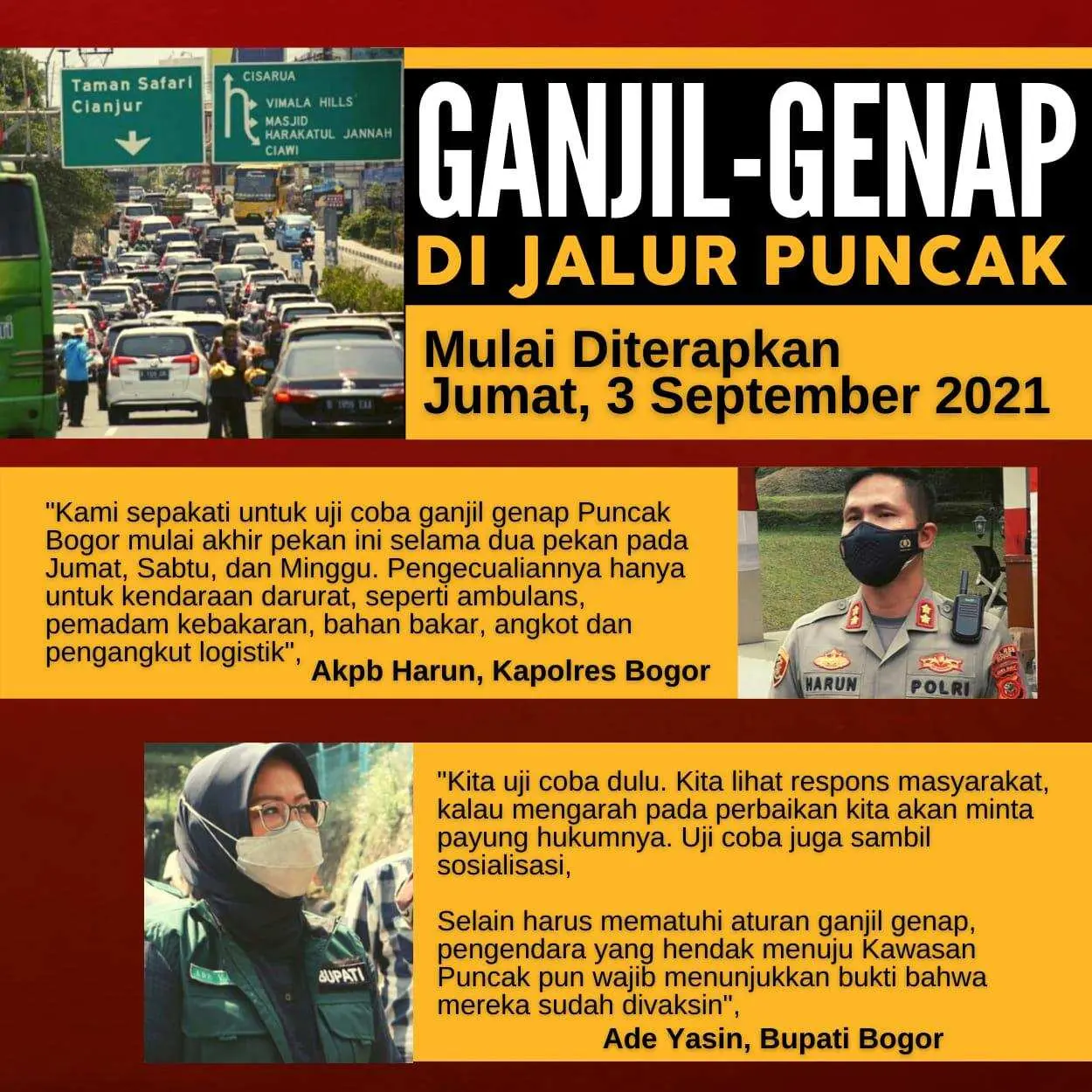 Siap-siap, Akhir Pekan Ini Jalur Puncak Akan Dilakukan Uji Coba Ganjil-Genap