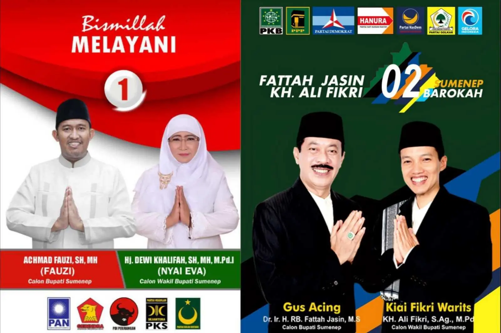 Pilkada Sumenep 2020, Paslon Fauzi-Eva Nomor Urut 1 dan Gus Acing-Mas Kiyai Nomor Urut 2