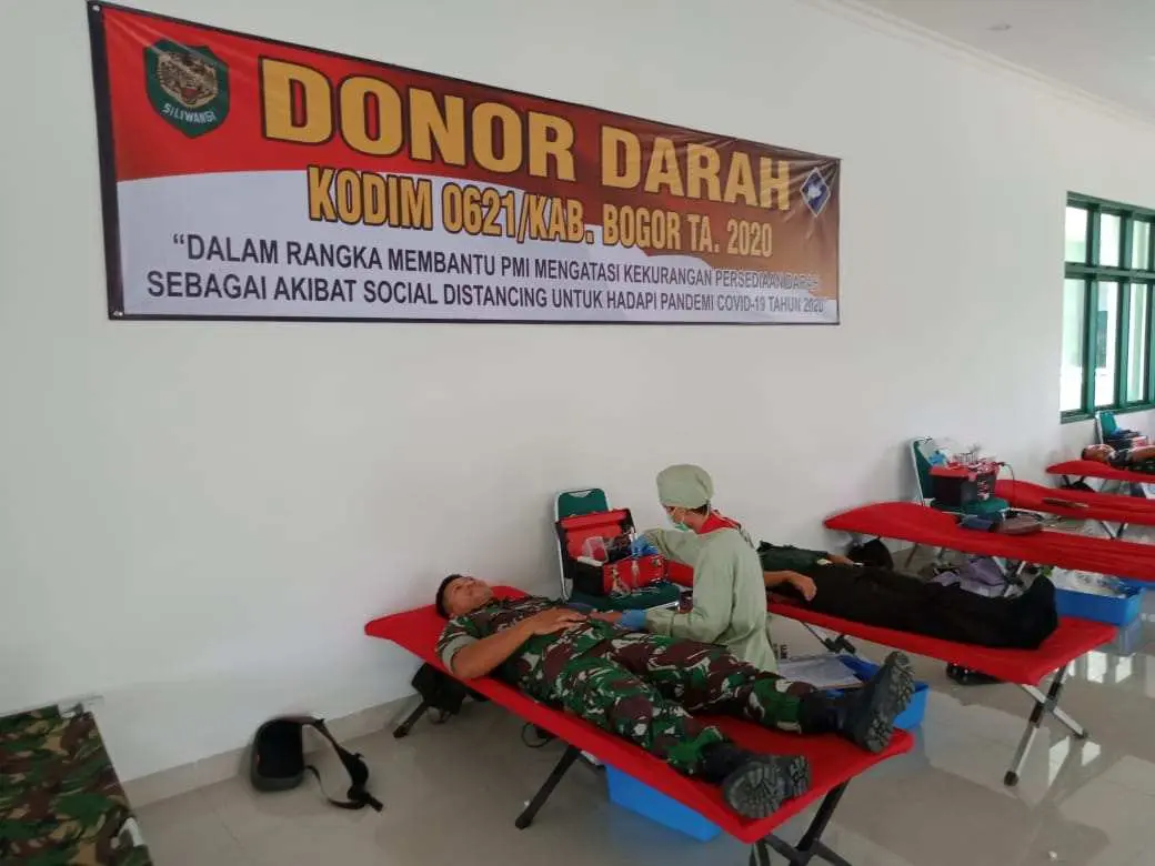 Dukung Transfusi Darah Bagi Pasien Covid-19, Kodim 0621/Kab Bogor Gelar Aksi Donor Darah